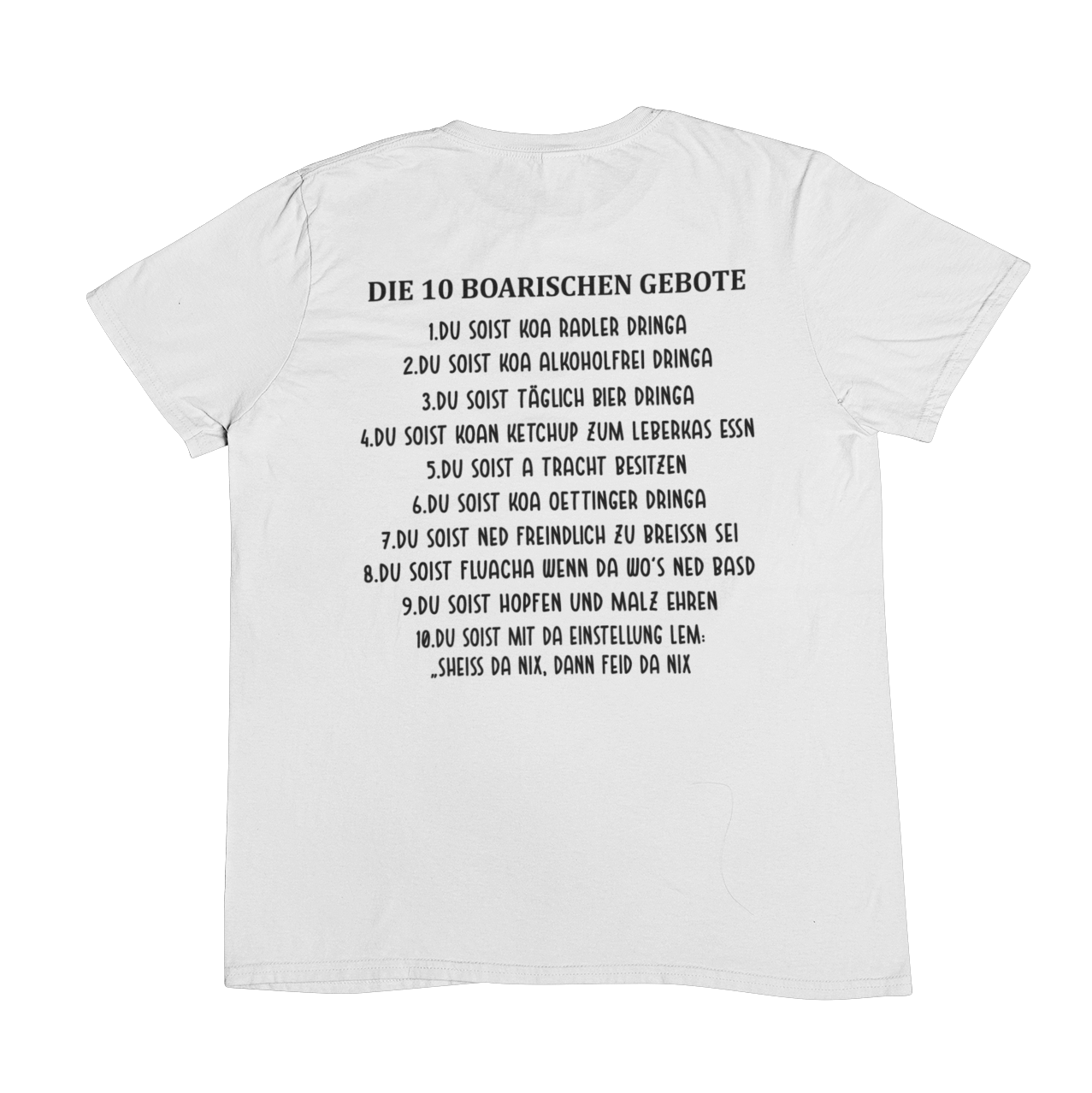 10 boarischen Gebote (Backprint) - Unisex Shirt