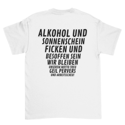 Alkohol und Sonnenschein (Backprint) - Unisex Shirt